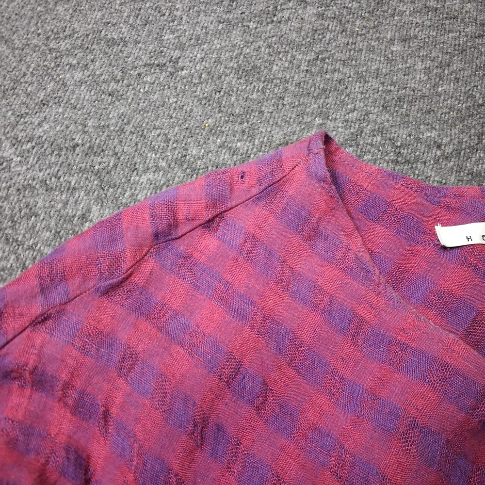 Holte Purple Red Plaid Two Piece Set V-Neck Top Midi Skirt Raw Hem Size‎ 1 - Picture 10 of 13